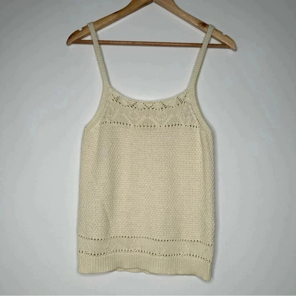 Anthropologie Cream Knit Sweater Tank Size Medium - Picture 2 of 7